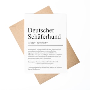 Deutscher Schäferhund Definition Karte personalisierbar mit Name Hunde Rasse Grußkarte Geschenk Hundebesitzer Karte Geburtstag Geschenk