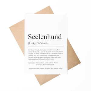 Seelenhund Definition Karte personalisierbar mit Name Hund Grußkarte Geschenk Hundebesitzer Karte Geburtstag Geschenk Hundeliebhaber
