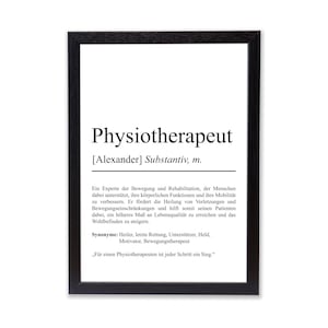 Physiotherapeut Definition Poster personalisierbar mit Namen Beruf Poster Therapeut Geschenk Einzug Geburtstag Geschenk Physiotherapeut