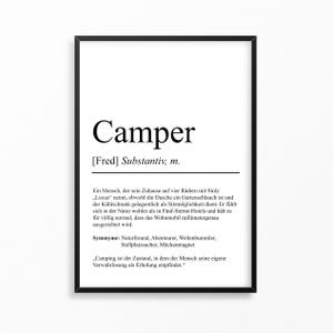 Camper Definition Poster personalisierbar mit Namen Camper Poster Geschenk Einzug Geburtstag Geschenk Camper Poster Hobby