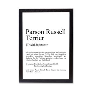 Parson Russell Terrier Definition Poster personalisierbar mit Name Hunde Rasse Poster Geschenk Hundebesitzer Einzug Geburtstag Geschenk