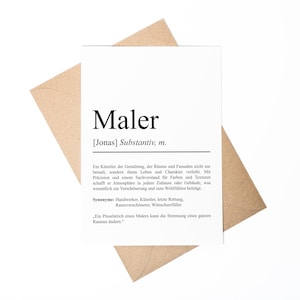 Maler Definition A6 Karte personalisierbar mit Namen Beruf Grußkarte Maler Geschenk Geburtstag Maler Klappkarte Definition