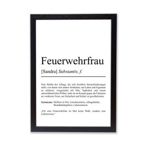 Feuerwehrfrau Definition Poster personalisierbar mit Namen Beruf Poster Feuerwehr Geschenk Einzug Geburtstag Poster Beruf Definition