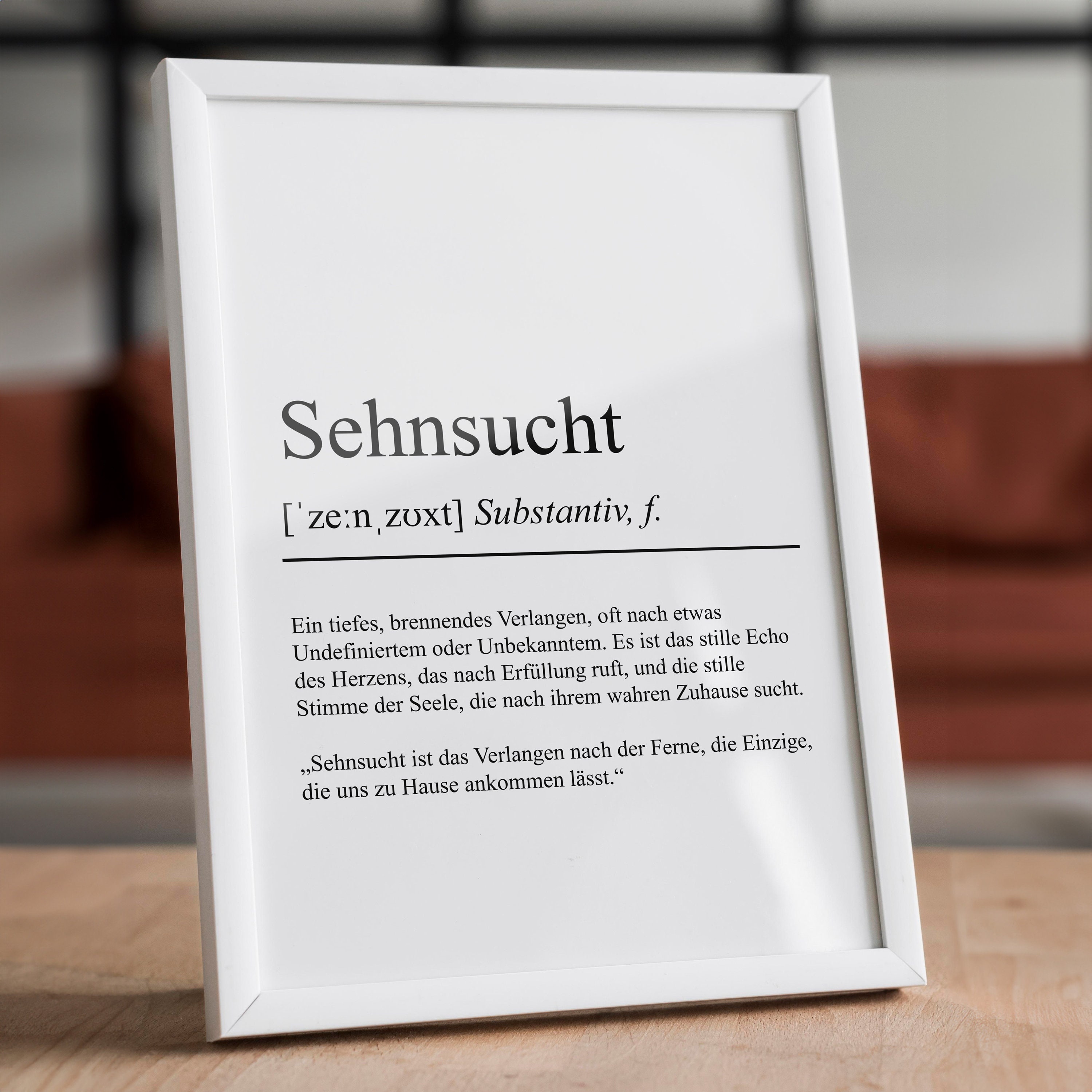 Sehnsucht Definition Poster Emotion Wanddeko Geschenk für Sie Umzug ...