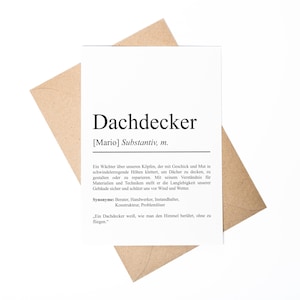 Dachdecker Definition Karte A6 personalisierbar mit Namen Beruf Grußkarte Dachdecker Geschenk Geburtstag Dachdecker Klappkarte Definition