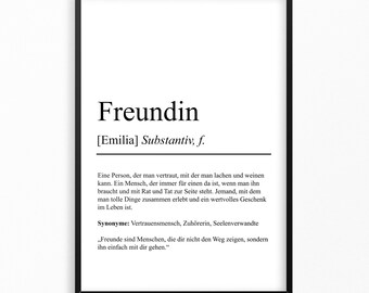 Freundin Definition Poster personalisierbar mit Namen Beste Freundin Poster Geschenk Einzug Geburtstag Geschenk Freundin Poster Jahrestag