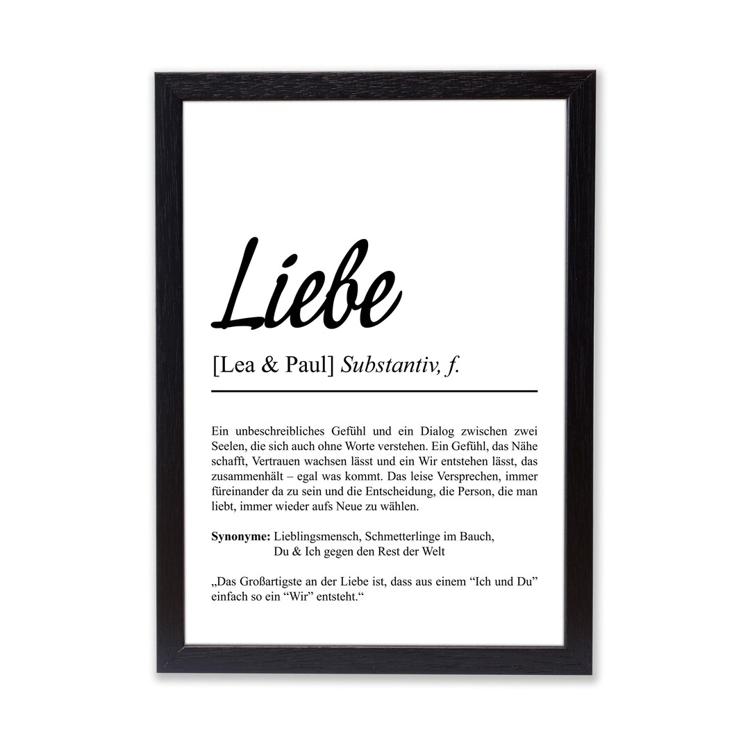 Liebe Definition Poster Personalisierbar Mit Namen Liebesposter