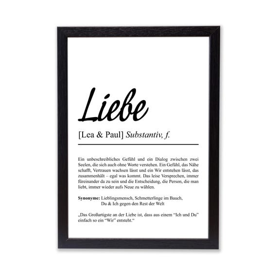 Liebe Definition Poster Personalisierbar Mit Namen Liebesposter