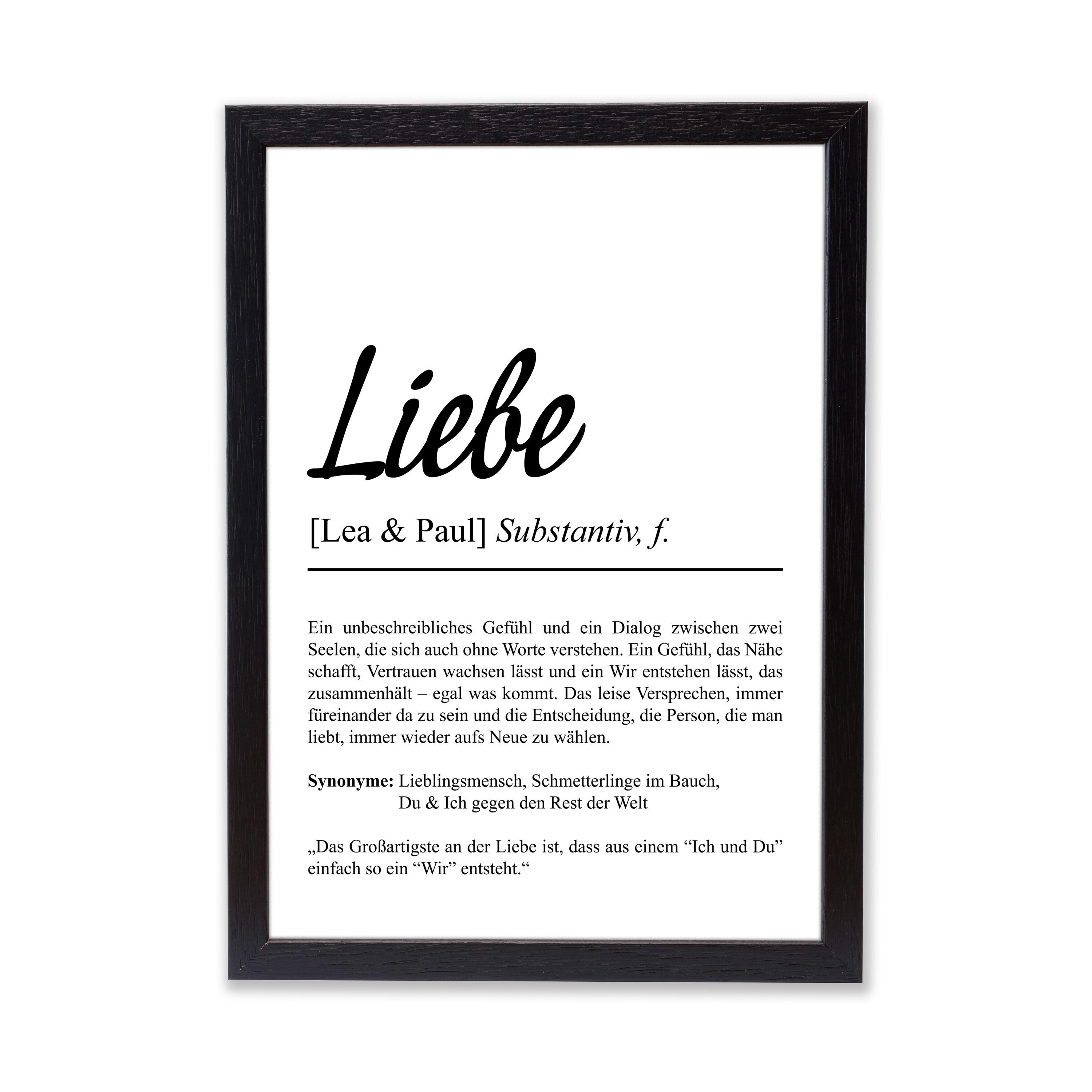 Liebe Definition Poster Personalisierbar Mit Namen Liebesposter
