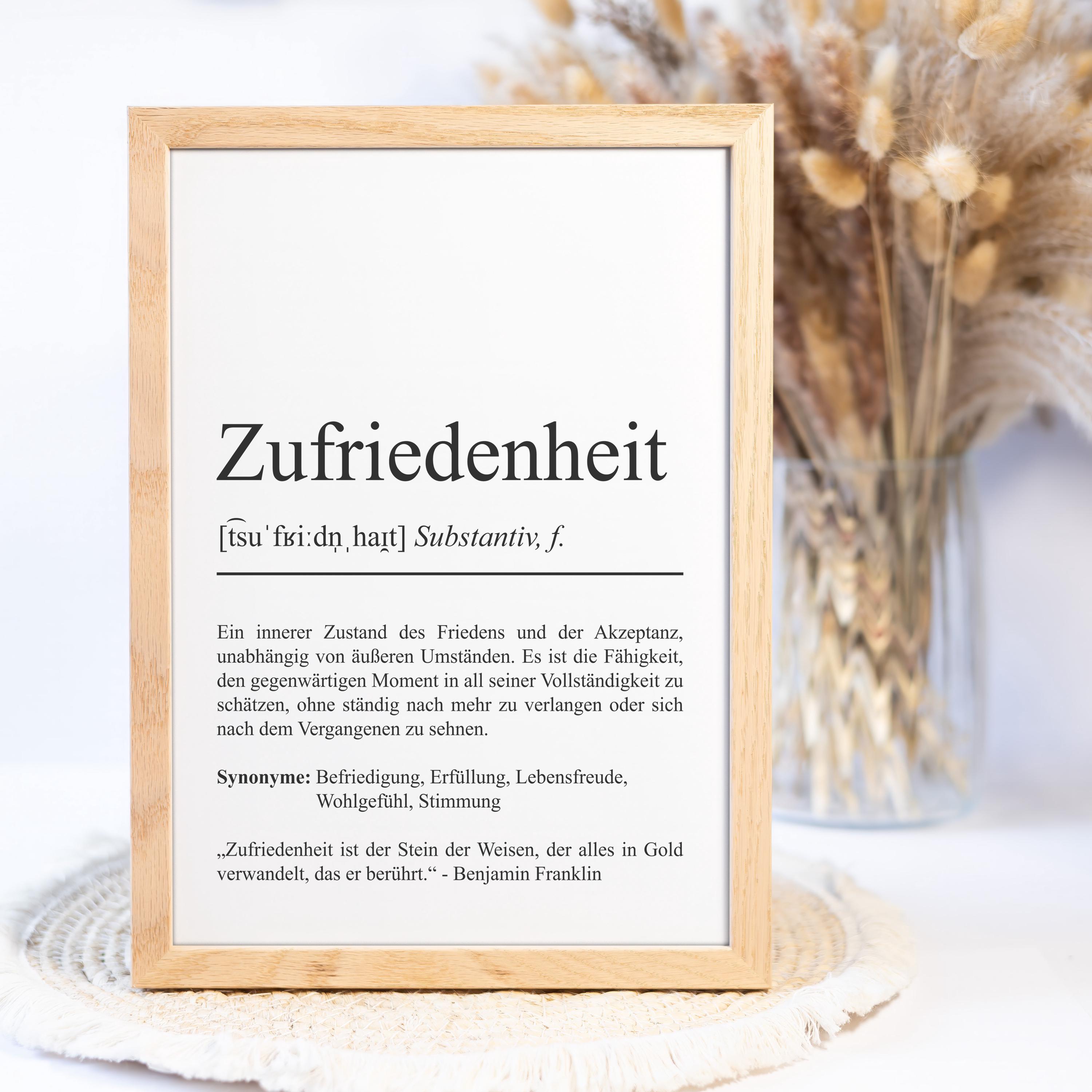 synonym befriedigung Zufriedenheit Definition Poster Emotion Wanddeko Geschenk Für Sie Umzug  Spirituelles Poster Für Zuhause Spruchposter Ausdruckbar