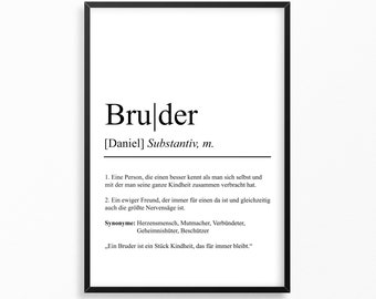 Bruder Definition Poster personalisierbar mit Namen Poster Geschenk Bruder Einzug Geschenk Bruder personalisierbar Poster ungerahmt