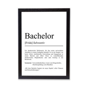 Bachelor Definition Poster personalisierbar mit Namen Abschluss Poster Bachelor Geschenk zum Abschluss Geschenk Bachelor Poster Definition