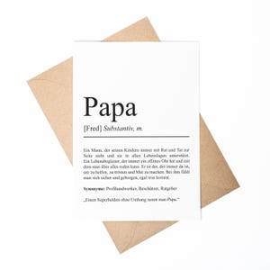 Papa Definition A6 Karte personalisierbar mit Namen Vater Grußkarte Geschenk für Vater Klappkarte Definition Vater