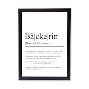 Bäckerin Definition Poster personalisierbar mit Namen Beruf Poster Bäckerin Geschenk Einzug Geburtstag Geschenk Bäckerin Poster Beruf