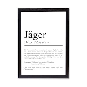 Jäger Definition Poster personalisierbar mit Namen Beruf Poster Jäger Geschenk Einzug Geburtstag Geschenk Jäger Poster Beruf