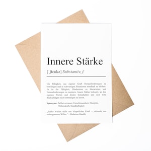 Innere Stärke Definition Karte personaliserbar Emotionen Mutmacher Karte Spirituelle Karte Motivationskarte