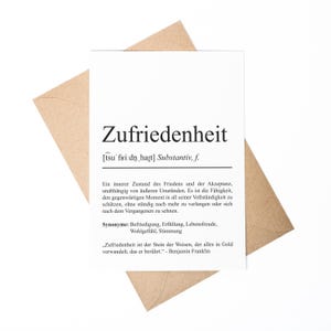 Zufriedenheit Definition Karte personaliserbar Emotionen Mutmacher Karte Spirituelle Karte Motivationskarte