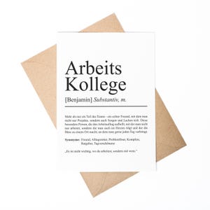 Arbeitskollege Definition Karte A6 personalisierbar mit Namen Beruf Postkarte Kollege Geschenk Geburtstag Kollege Klappkarte Definition