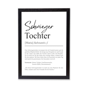 Schwiegertochter Definition Poster personalisierbar mit Namen Schwiegertochter Poster Geschenk Hochzeit Schwiegertochter Geburtstag Geschenk