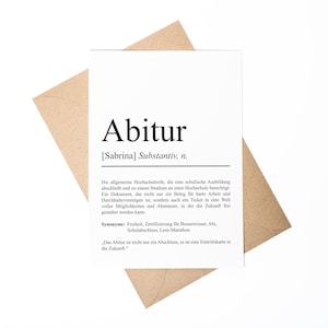 Abitur Definition Karte A6 personalisierbar mit Namen Abschluss Karte Abitur Geschenk zum Abschluss Geschenk Abitur Klappkarte Definition