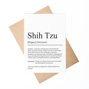 Shih Tzu Definition Karte personalisierbar mit Name Hunde Rasse Grußkarte Geschenk Hundebesitzer Karte Geburtstag Geschenk