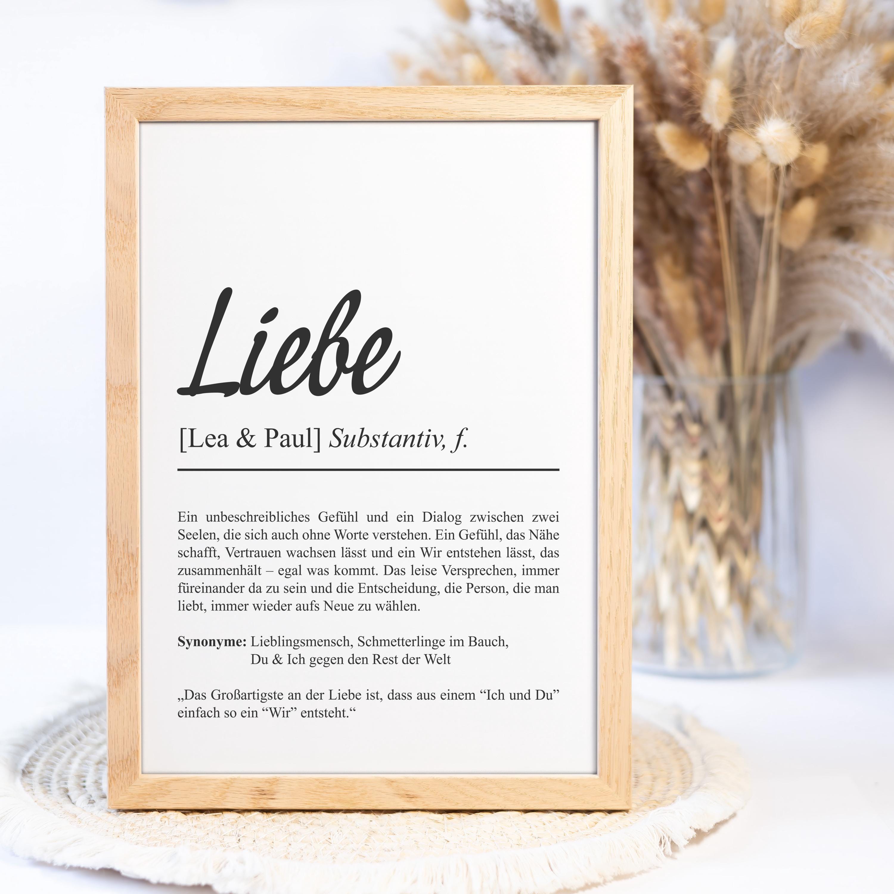 Liebe Definition Poster Personalisierbar Mit Namen Liebesposter