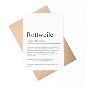 Rottweiler Definition Karte personalisierbar mit Name Hunde Rasse Grußkarte Geschenk Hundebesitzer Karte Geburtstag Geschenk