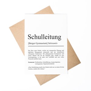 Schulleitung Definition Karte A6 personalisierbar mit Namen Beruf Grußkarte Schulleitung Geschenk Jubiläum Schulleitung Klappkarte