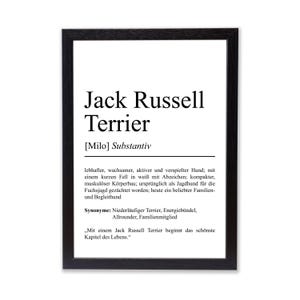 Jack Russell Terrier Definition Poster personalisierbar mit Name Hunde Rasse Poster Geschenk Hundebesitzer Einzug Geburtstag Geschenk