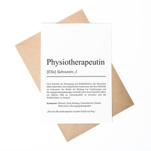 Physiotherapeutin Definition A6 Karte personalisierbar mit Namen Beruf Karte Physiotherapeutin Geschenk Geburtstag Therapeutin Klappkarte