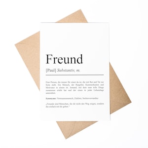 Freund Definition A6 Karte personalisierbar mit Namen Freund Grußkarte Geschenk für Freund Klappkarte Definition bester Freund