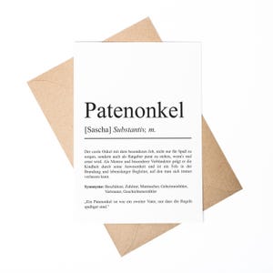 Patenonkel Definition A6 Karte personalisierbar mit Namen Patenonkel Karte Botschaft Patenonkel Klappkarte Definition Patenonkel Verkündung
