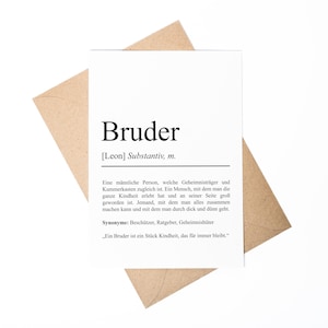 Bruder Definition A6 Karte personalisierbar mit Namen Bruder Grußkarte Geschenk für Bruder Klappkarte Definition Geschwister
