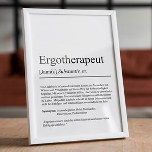 Ergotherapeutin Definition Poster personalisierbar mit Namen Beruf Poster Ergotherapeutin Geschenk Einzug Geburtstag Ergotherapeutin Bild 10