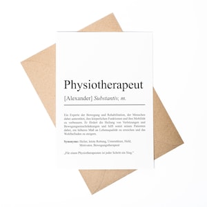 Physiotherapeut Definition A6 Karte personalisierbar mit Namen Beruf Grußkarte Physiotherapeut Geschenk Geburtstag Therapeut Klappkarte