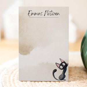 Notizblock Katzen Design, 10x15 cm, 50 Blatt mit Leimbindung, personalisierbar mit Namen, Handmade