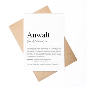 Anwalt Definition Karte A6 personalisierbar mit Namen Beruf Postkarte Anwalt Geschenk Geburtstag Anwalt Klappkarte Definition
