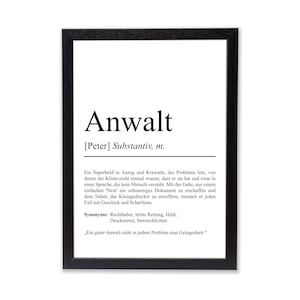 Anwalt Definition Poster personalisierbar mit Namen Beruf Poster Anwalt Geschenk Einzug Geburtstag Geschenk Anwalt Poster Beruf Definition