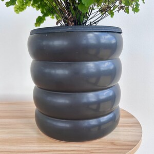 Black Coil Ceramic Plant Pot for Indoor Plant 19cm Boho Chic