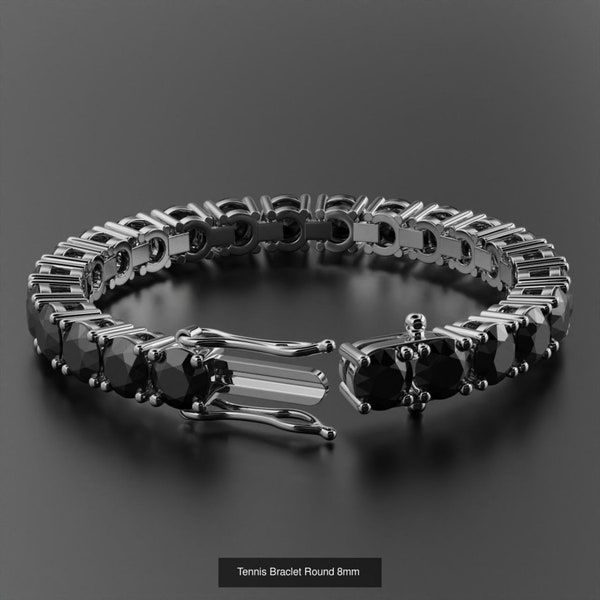 Bracelet tennis en onyx noir, 3 mm, 4 mm 5 mm, 6 mm 7 mm, 8 mm Bracelet tennis minimaliste, anniversaire de femme, bracelet d'anniversaire, cadeau de Noël