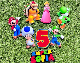 Super Mario Fan Inspired Birthday Cupcake Toppers, Party Decoration Centrepieces