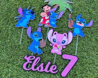 Stitch Fan Inspired Birthday Cupcake Toppers, Lilo and Stitch Party Decoration Centrepieces