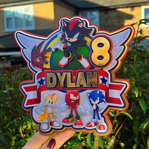 Decorazione per torta di compleanno 3D a tema Shadow, Sonic the Hedgehog, Knuckles e Tails