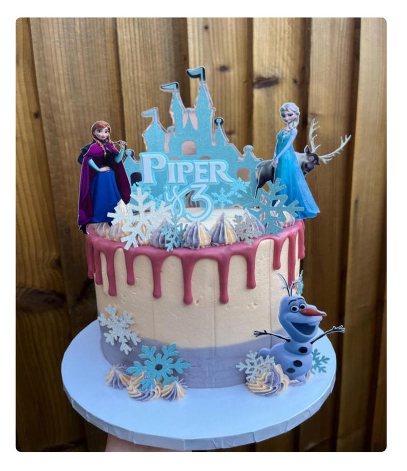 3D-bevroren caketopper, Elsa-fanfeestdecoratie, verjaardagsfeestje meisjes, uniek middelpunt afbeelding 15