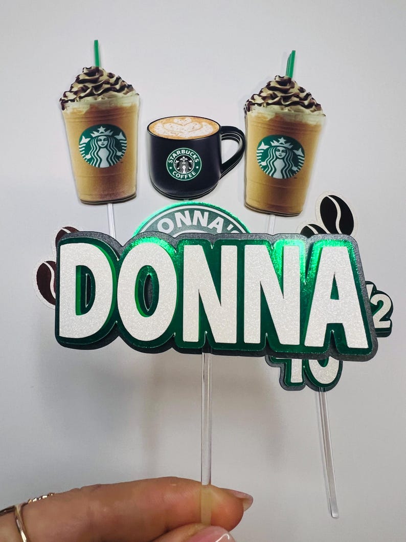 Personalised Coffee Theme Cake Topper | Custom Name Age Birthday ...