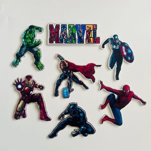 Adornos para tarta de cumpleaños de superhéroes de Marvel, decoraciones para fiesta de los Vengadores imagen 4