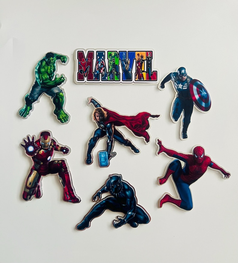 Adornos para tarta de cumpleaños de superhéroes de Marvel, decoraciones para fiesta de los Vengadores imagen 4
