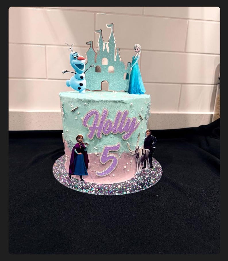 3D-bevroren caketopper, Elsa-fanfeestdecoratie, verjaardagsfeestje meisjes, uniek middelpunt afbeelding 6