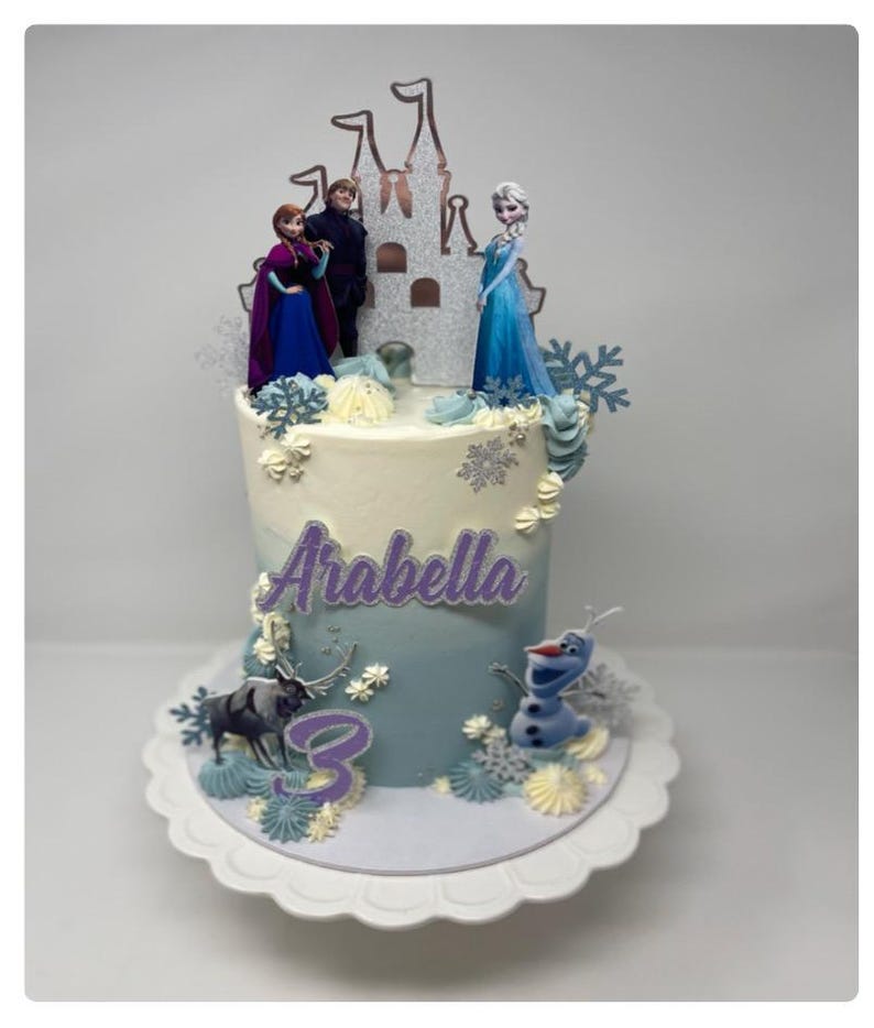 3D-bevroren caketopper, Elsa-fanfeestdecoratie, verjaardagsfeestje meisjes, uniek middelpunt afbeelding 13