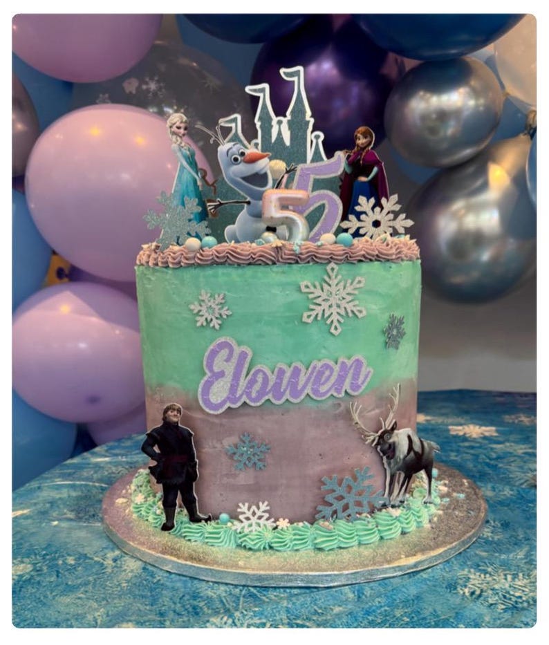 3D-bevroren caketopper, Elsa-fanfeestdecoratie, verjaardagsfeestje meisjes, uniek middelpunt afbeelding 17